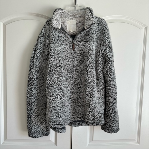 Thread & Supply Grey Sherpa Pullover with Zipper True Grit Style - Picture 8 of 16